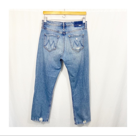MOTHER Superior The Tomcat Distressed Straight High Rise Denim Jeans Confession - Picture 6 of 14